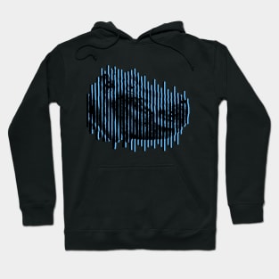 Hippo in Blue Anamorphic Pop Art Hoodie